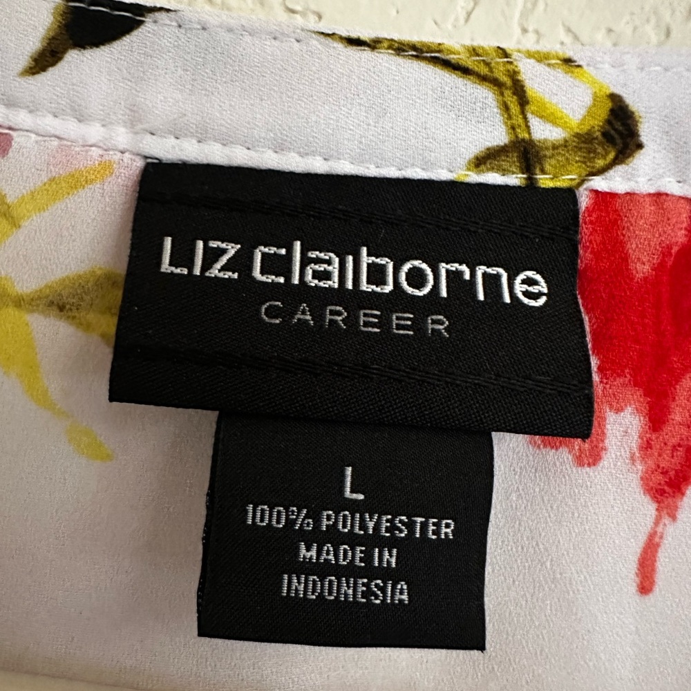 Liz Claiborne Floral Blouse - Red, Purple, Green - Picture 2 of 6